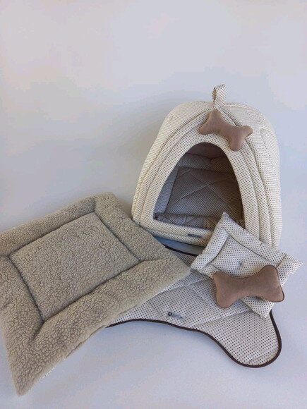 Casinha Iglu para Pets com pelúcia Poá 50x50 com 5 peças