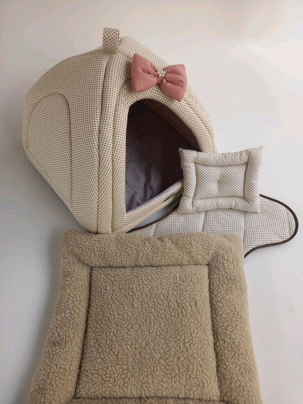 Casinha Iglu para Pets com pelúcia Poá 50x50 com 5 peças