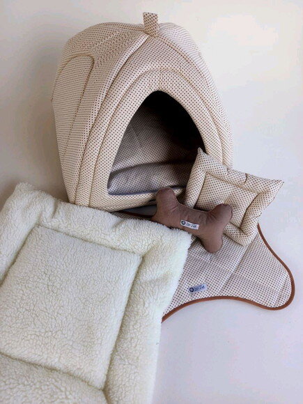 Casinha Iglu para Pets com pelúcia Poá 50x50 com 5 peças