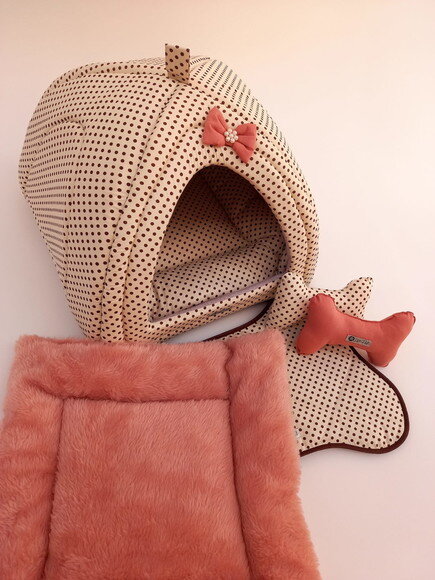 Casinha Iglu para Pets com pelúcia Poá 50x50 com 5 peças