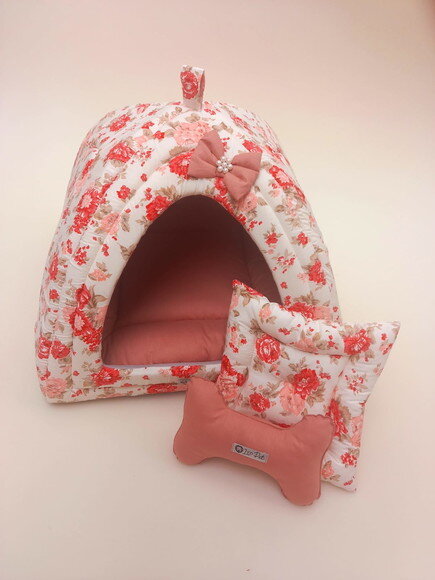 Casinha Iglu para Pets Floral 50x50 com 2 peças