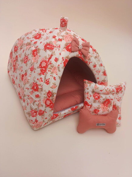 Casinha Iglu para Pets Floral 50x50 com 2 peças