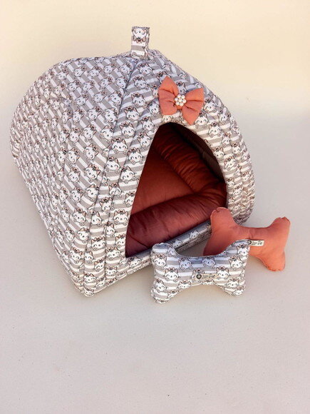 Casinha Iglu para Pets Gatinha 50x50 com 2 peças