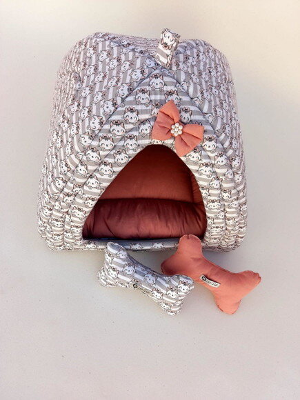 Casinha Iglu para Pets Gatinha 50x50 com 2 peças