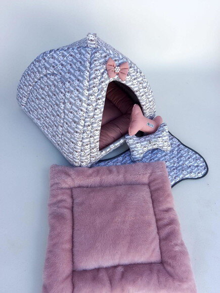 Casinha Iglu para Pets Gatinha Pelúcia 50x50 com 5 peças