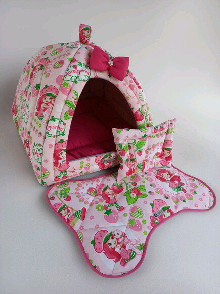 Casinha Iglu para Pets Morangui c/ pelúcia 70x70 com 5 peças