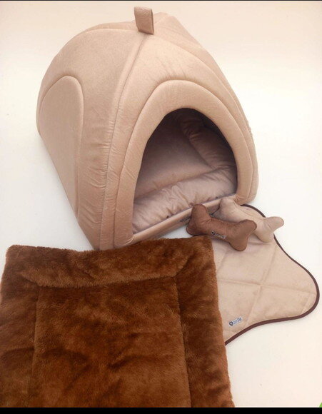 Casinha Iglu para Pets Pelúcia 70x70 com 4 Peças