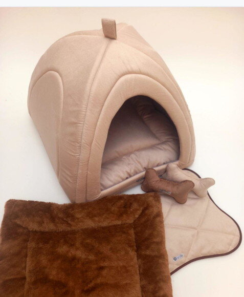 Casinha Iglu para Pets Pelucia e Suede 60x60 4 Peças