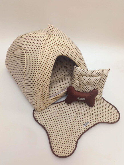 Casinha Iglu para Pets Poá com pelúcia 70x70 com 5 peças