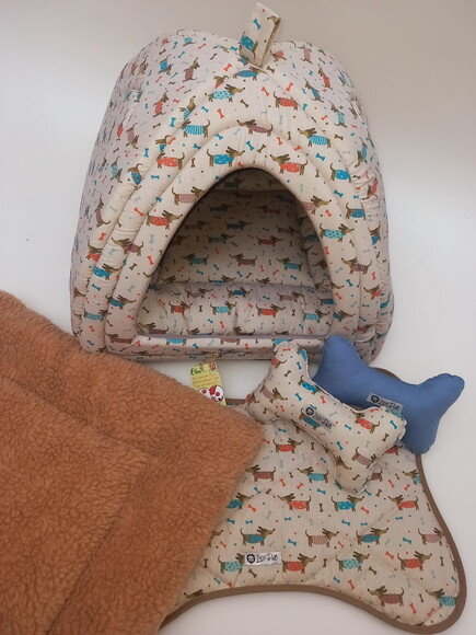 Casinha Iglu para Pets Salsicha Pelúcia 50x50 com 5 peças