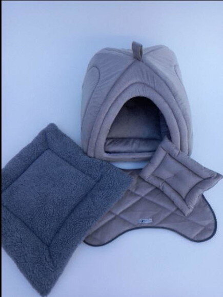 Casinha Iglu para Pets Sued e Pelúcia 70x70 com 2 Peças