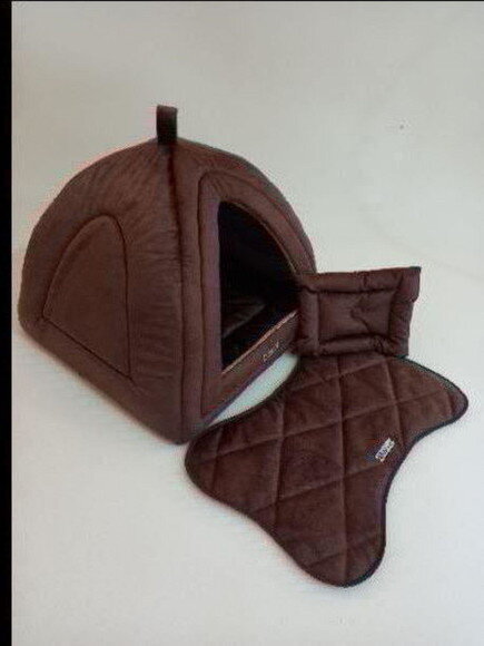 Casinha Iglu para Pets sued e pelúcia 70x70 com 5 peças