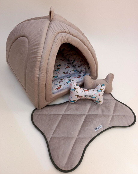 Casinha Iglu para Pets Suede 70x70 com 4 peças