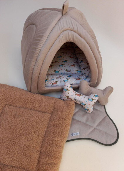 Casinha Iglu para Pets suede com pelúcia 50x50 com 5 peças
