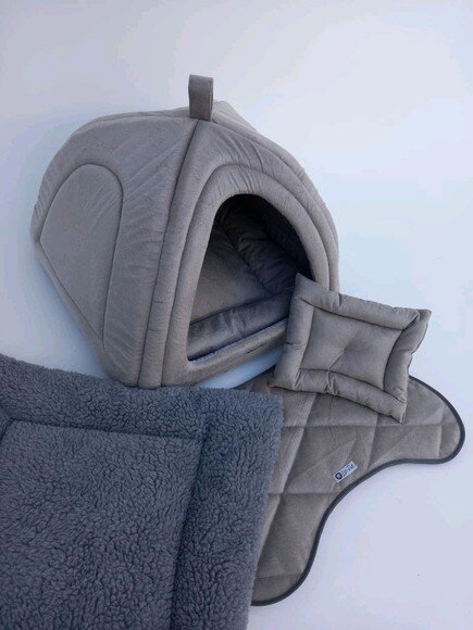 Casinha Iglu Para Pets Suede E Pelúcia 50x50 Com 4 Peças
