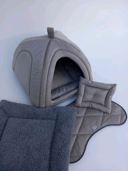 Casinha Iglu Para Pets Suede E Pelúcia 50x50 Com 4 Peças