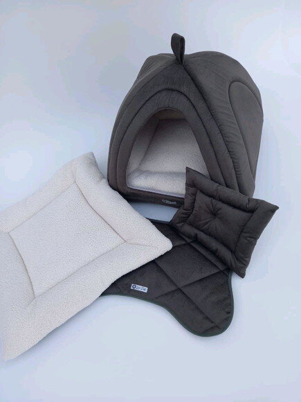 Casinha Iglu para Pets Suede e pelúcia 50x50 com 5 peças