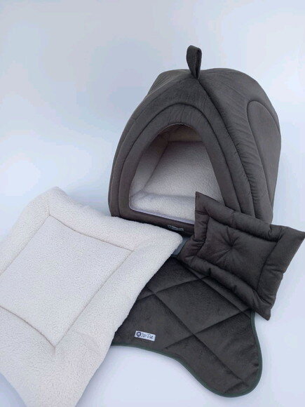 Casinha Iglu para Pets Suede e pelúcia 70x70 com 5 peças