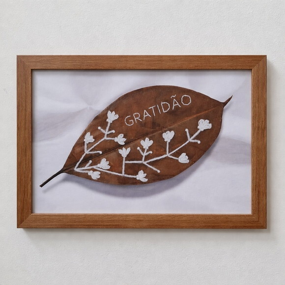 Folha em Canvas - Gratidão em Branco