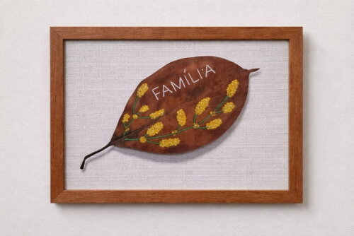Folha em Canvas - Família em Amarelo