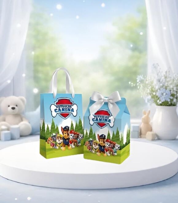 Kit Sacolinha Surpresa e Caixinha Milk Patrulha Canina
