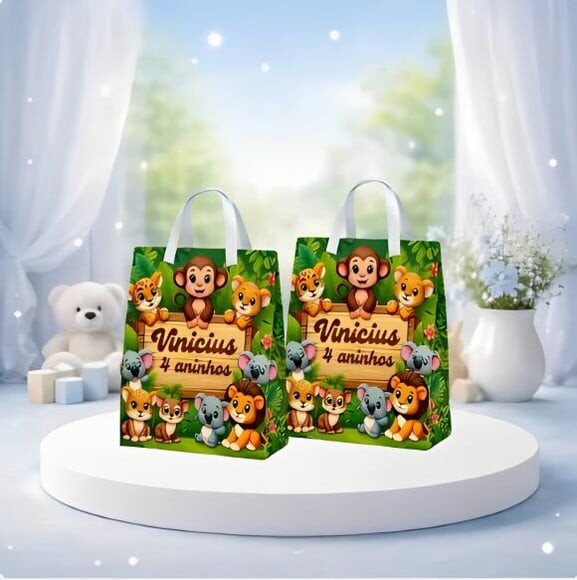 Caixinhas Milk e Sacolinha Surpresa Personalizada Safari