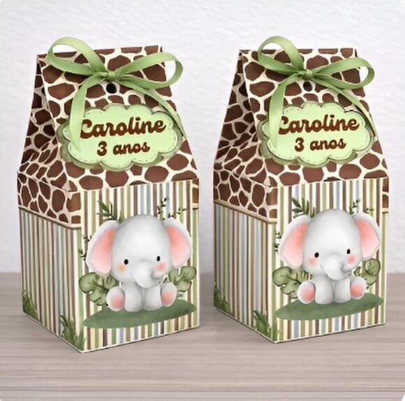 Caixinhas Milk Personalizada Festa Safari Baby