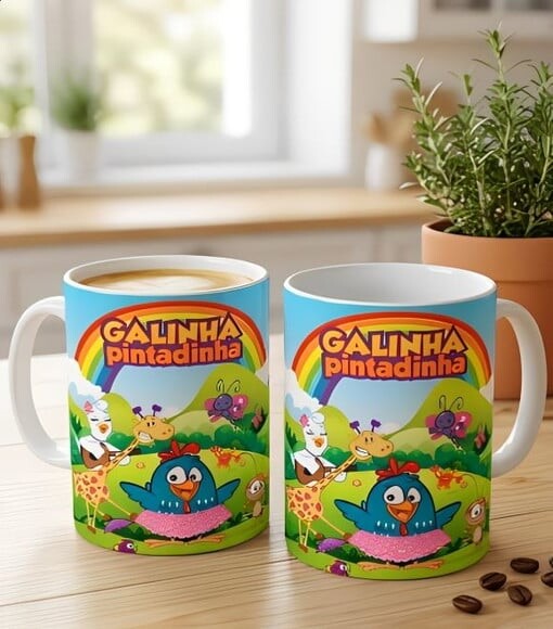 Caneca com Tema da Galinha Pintadinha