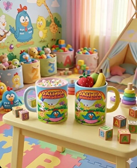 Caneca com Tema da Galinha Pintadinha