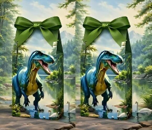 Kit Sacolinha Surpresa e Caixinha Milk do Dinossauro