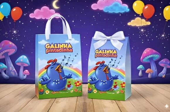 Sacolinha Surpresa e Caixinha Milk Galinha Pintadinha