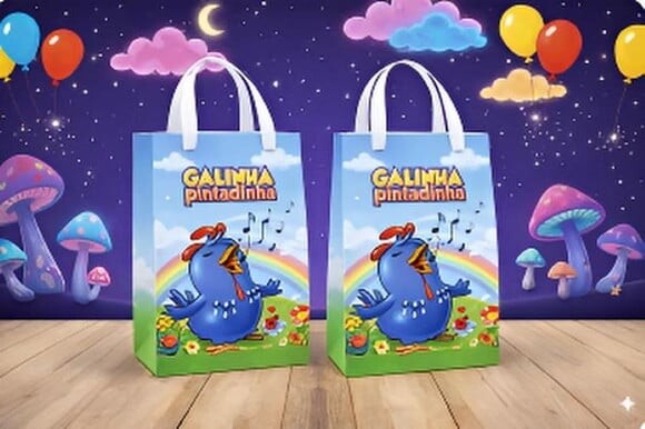 Sacolinha Surpresa e Caixinha Milk Galinha Pintadinha