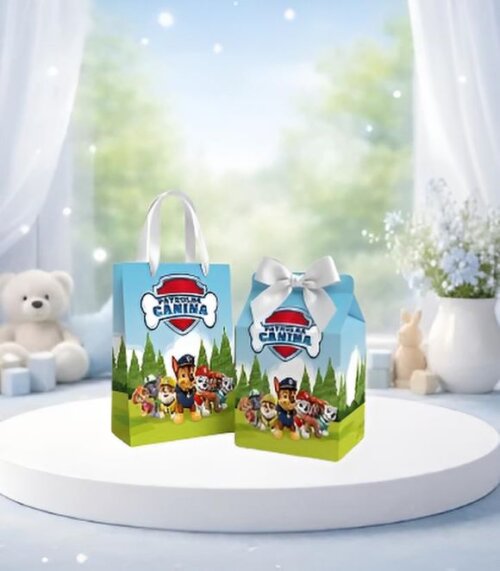 Kit Sacolinha Surpresa e Caixinha Milk Patrulha Canina
