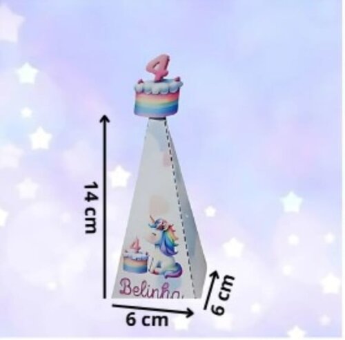 Caixinha Cone Personalizada do Unicórnio