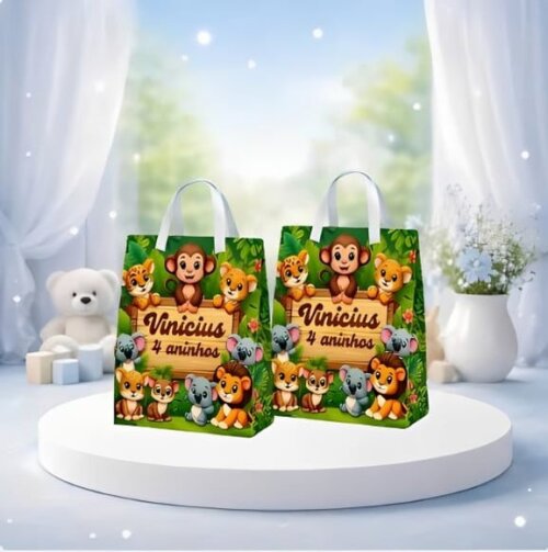 Caixinhas Milk e Sacolinha Surpresa Personalizada Safari