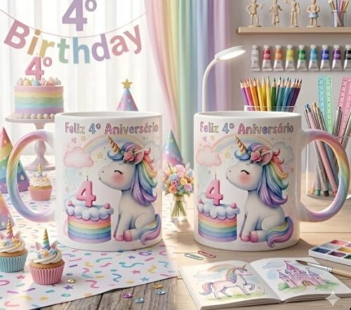 Caneca com Tema do Unicórnio