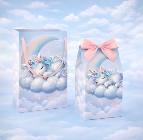 Kit Sacolinha e Caixinha Milk Personalizada do Unicornio