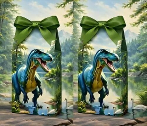 Kit Sacolinha Surpresa e Caixinha Milk do Dinossauro