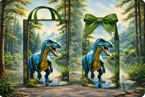 Kit Sacolinha Surpresa e Caixinha Milk do Dinossauro