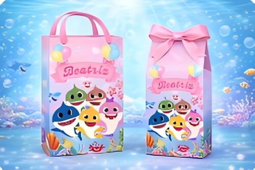 Sacolinha Surpresa e Caixinha Milk Baby Shark Rosa