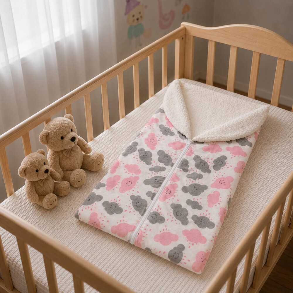 Porta Bebê Saco de Dormir para Bebê com Sherpa 100% Algodão Ca