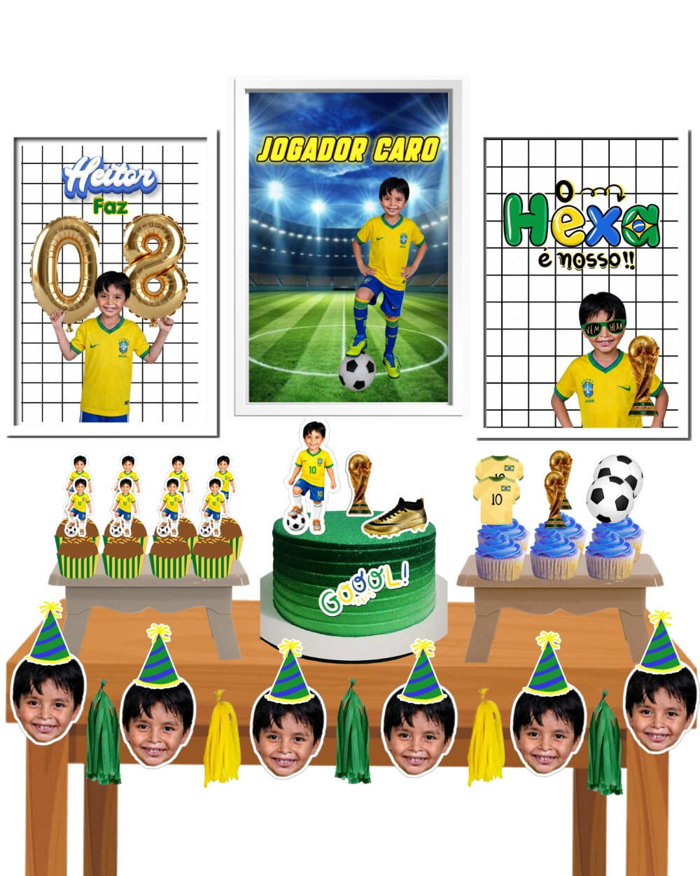 KIT DECORAÇÃO DE ANIVERSÁRIO BRASIL COPA DO MUNDO