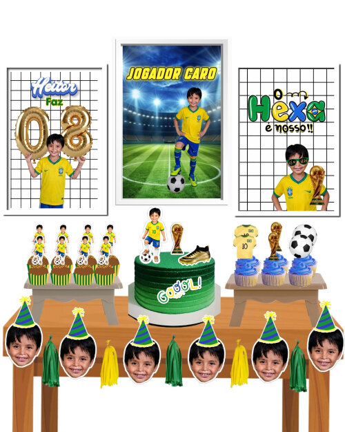 KIT DECORAÇÃO DE ANIVERSÁRIO BRASIL COPA DO MUNDO