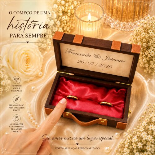 Porta Alianças Personalizado Casamento