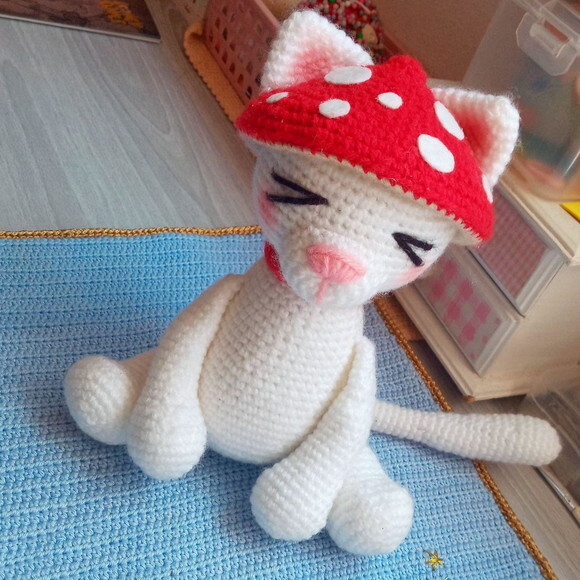 Gato Cogumelo Amigurumi