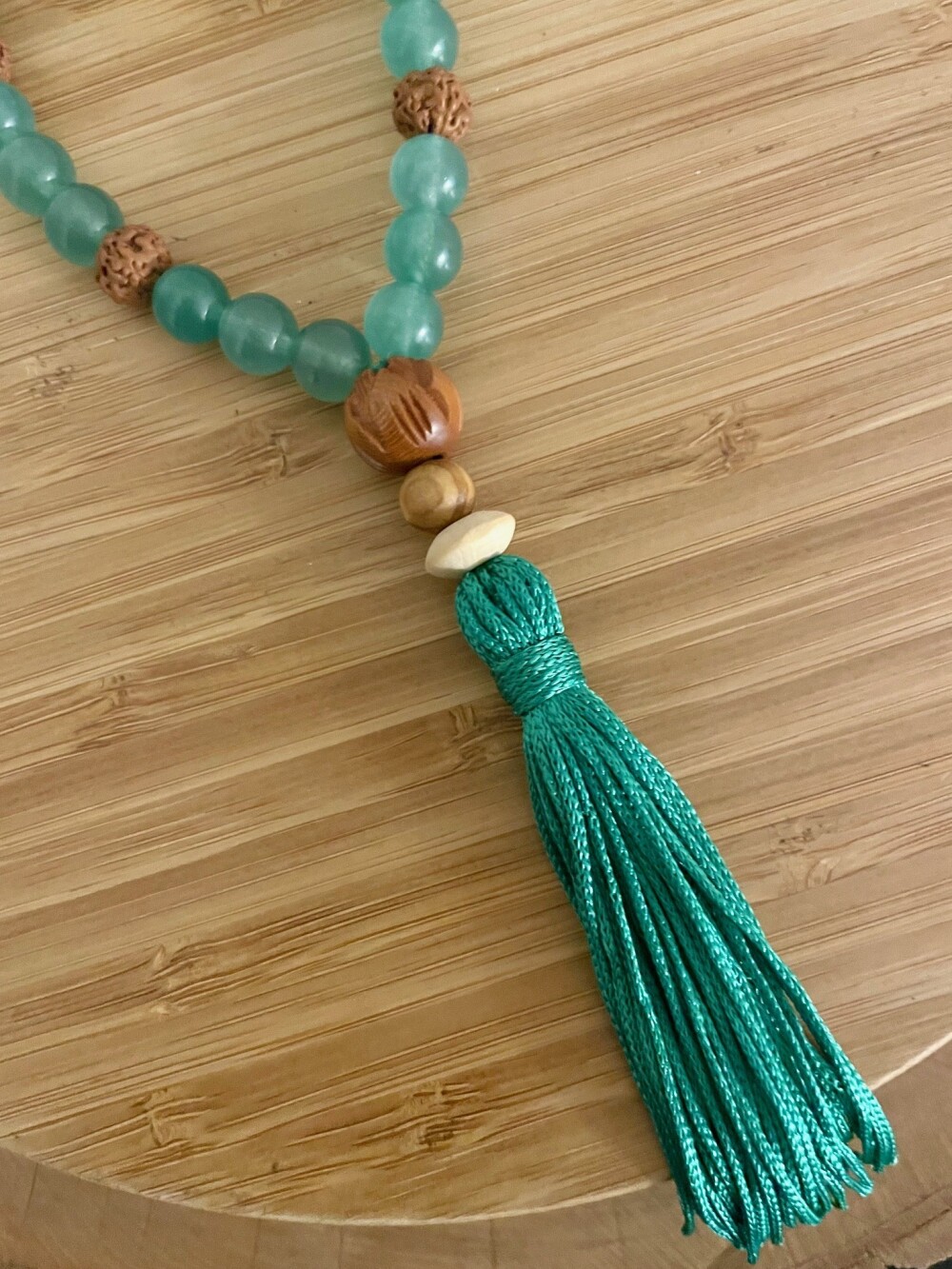 Japamala Quartzo verde e Rudraksha
