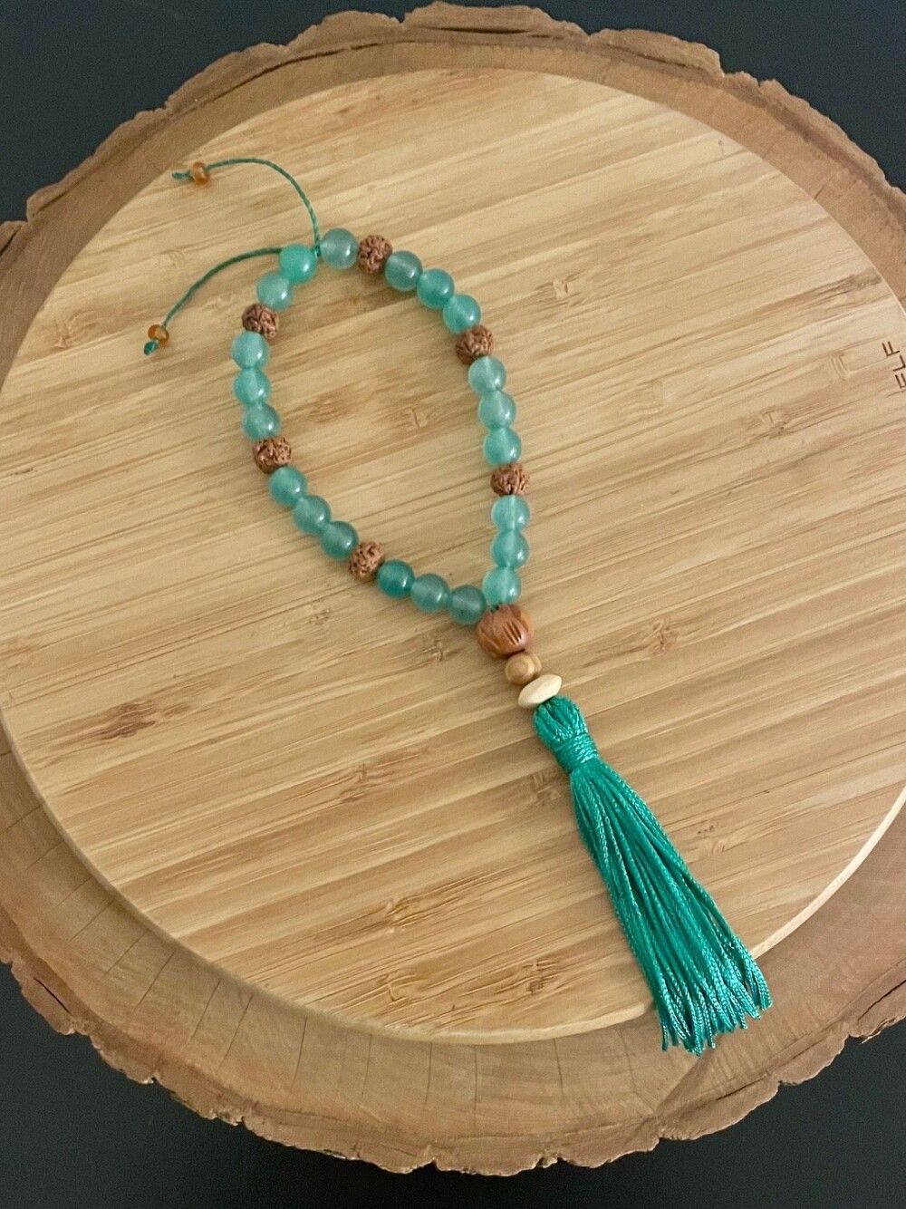 Japamala Quartzo verde e Rudraksha