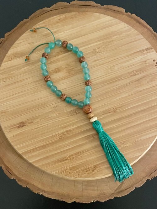 Japamala Quartzo verde e Rudraksha