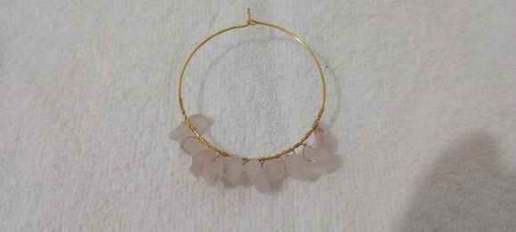 Argola Cascalhos Quartzo Rosa