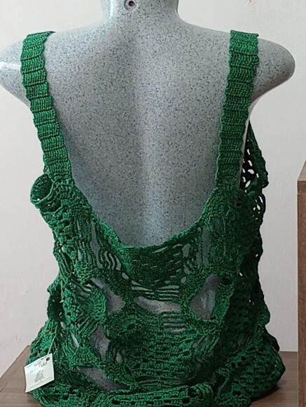 Blusa Verde Mesclado em Crochê